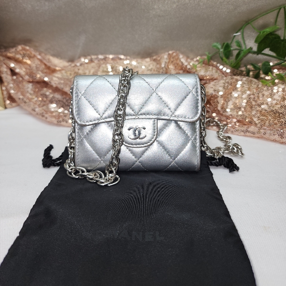 Authentic Chanel Classic Single Flap Small Matelassè Lambskin Leather Wallet COA - Picture 4 of 16